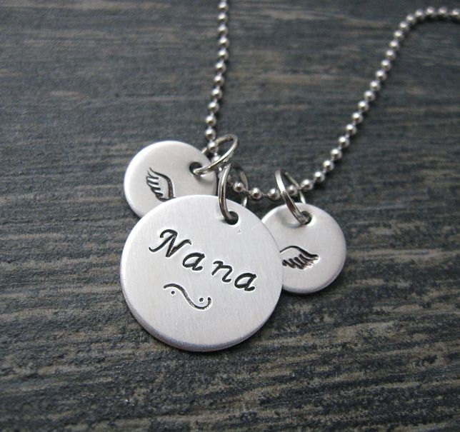 Hand Stamped Small Aluminium Disc Cluster Necklace : Nana