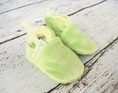 Lemon Lime ORGANIC Cotton Bamboo Velour All Fabric Baby Shoes Booties OBV Yellow Green Easter Boy Girl Gift