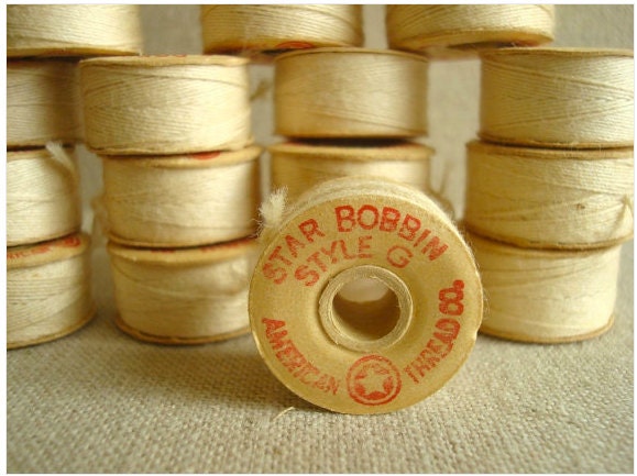 Paper thread bobbins, 7 vintage paper bobbins, thread bobbins, cream color thread