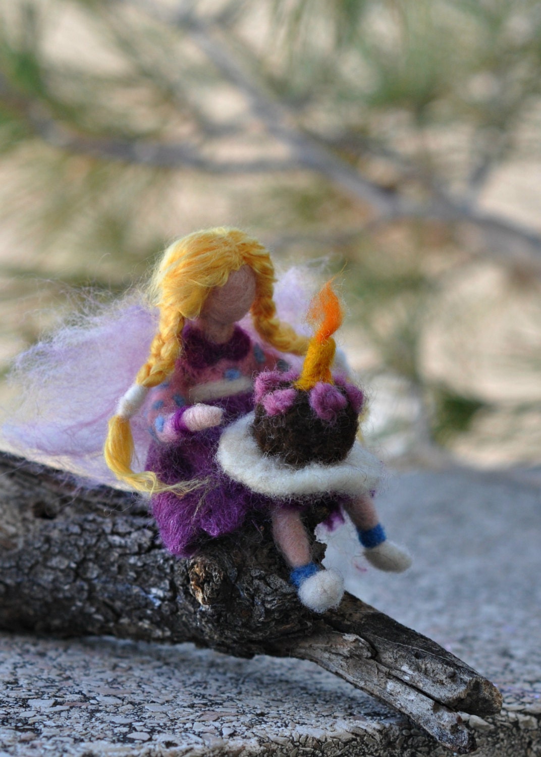 Needle felted  Waldorf- Wool Fairy-The Happy Birthday Blessing Fairy- Soft sculpture-needle felt by Daria Lvovsky