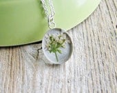 Queen Anne's Lace Necklace Resin Jewelry Bridal Botanical Nature Inspired Gardener Minimalist Modern Sterling Silver