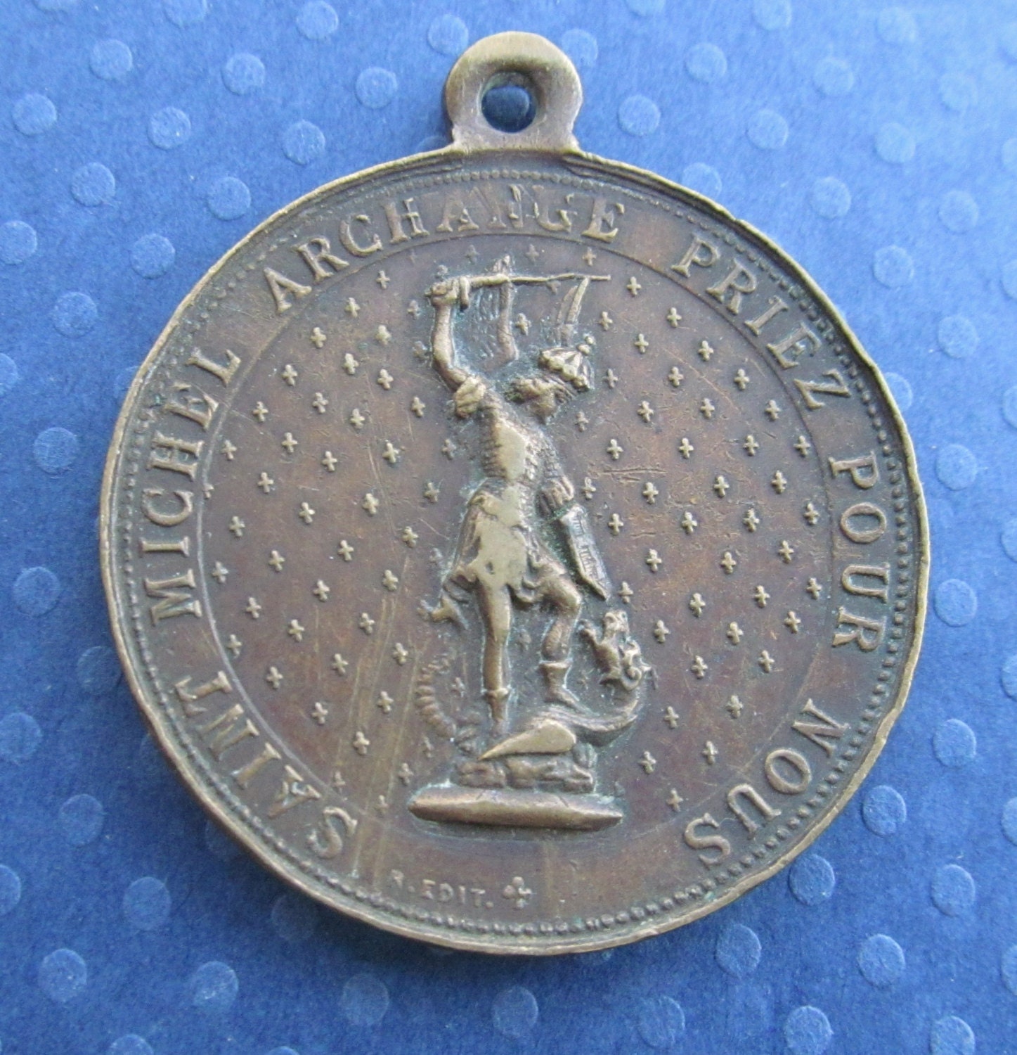 Antique Religious Medal French Saint Michael The Archangel  SS 427
