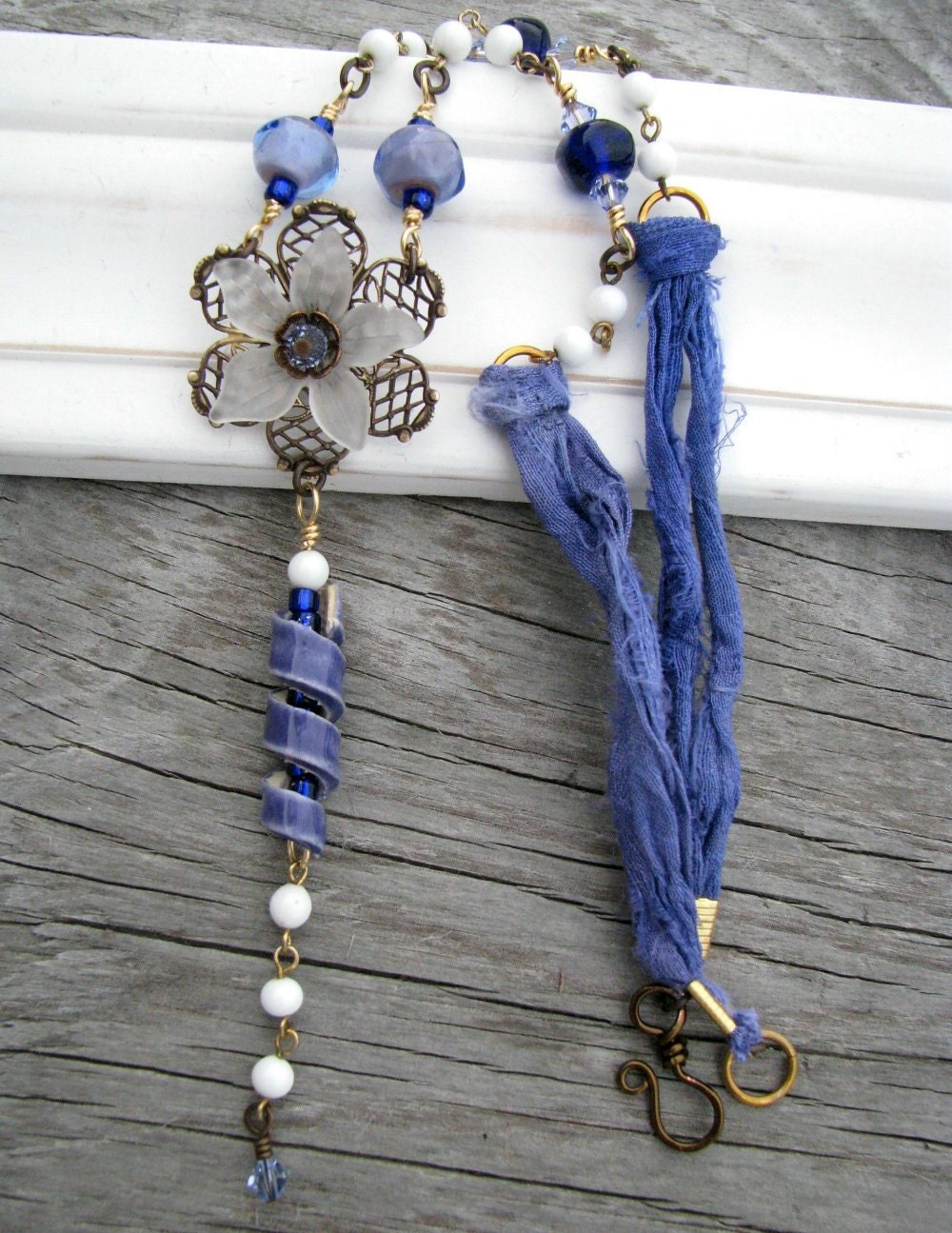 Periwinkle Dreams... Artisan Ceramic Bead and Lampwork Glass. OOAK Artisan Necklace
