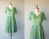 vintage 50s dress / 1960s party dress / 60s day dress / cotton lawn dress - size medium