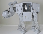 Vintage Star Wars Toy with 2 Action Figures, AT-AT, 1980s - sci fi, gray, gift for him, galaxy, space, collectibles, vehicle