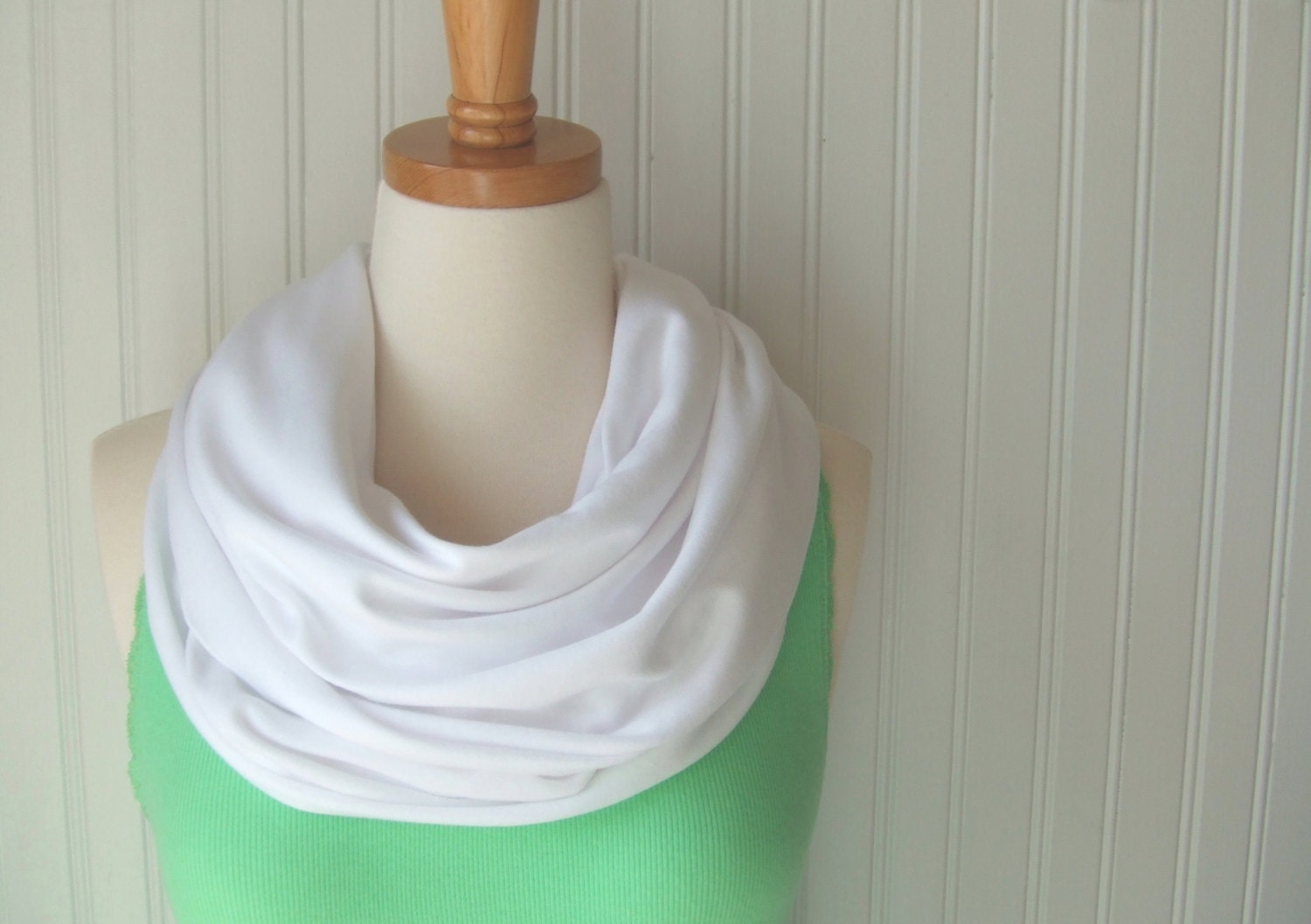 White Jersey Infinity Scarf - Circle, Loop, Cowl Scarf - Spring Fashion