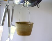 Hanging stoneware pottery cup for your kitchen - glazed in natural brown