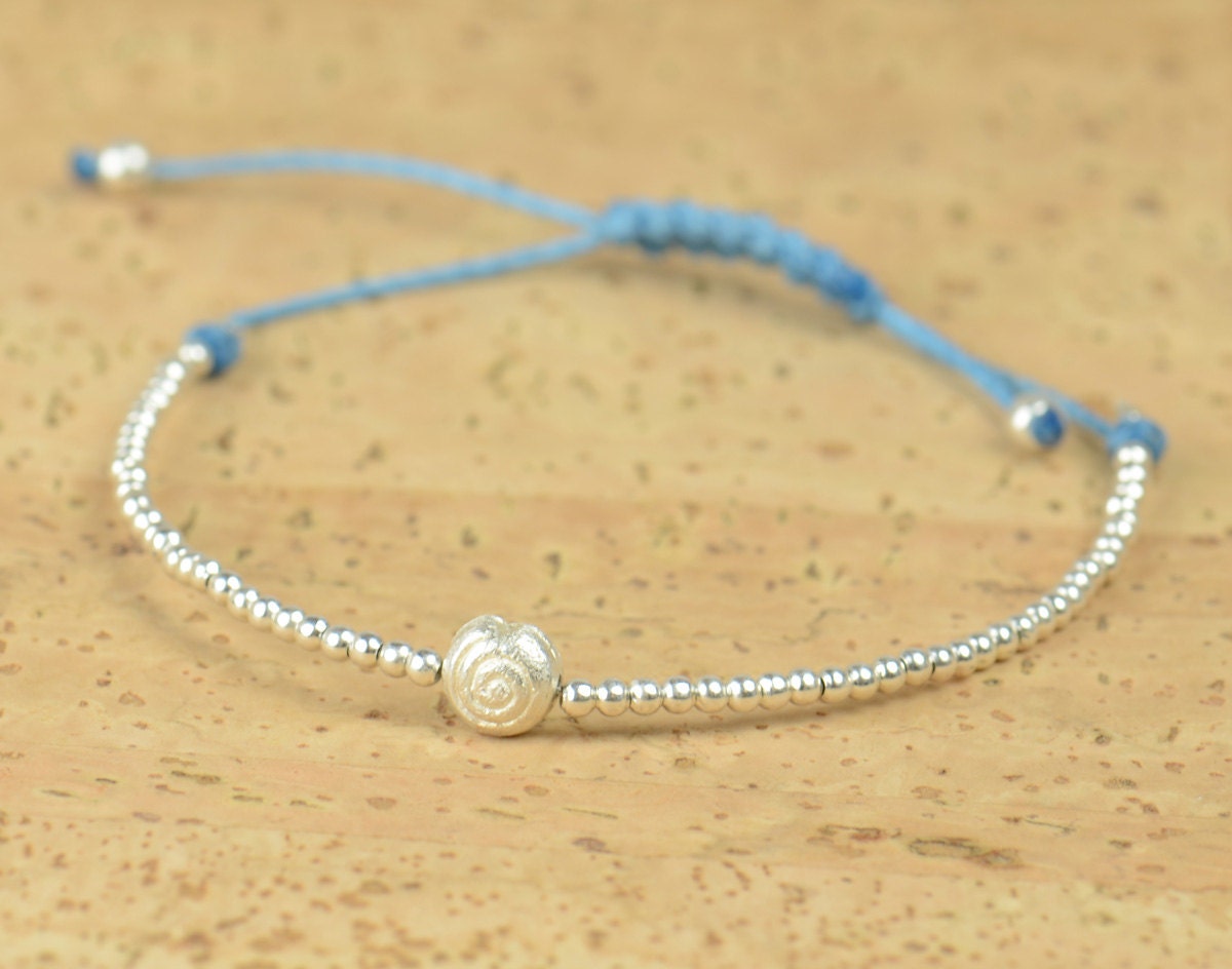 Spiral sterling silver beaded bracelet