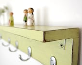 Coat Hanger shelf wood wall hooks mason jar - you choose color - shown in spring green