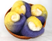 BFL/Silk Violet Yellow White Batts - 5-1/2 ounces