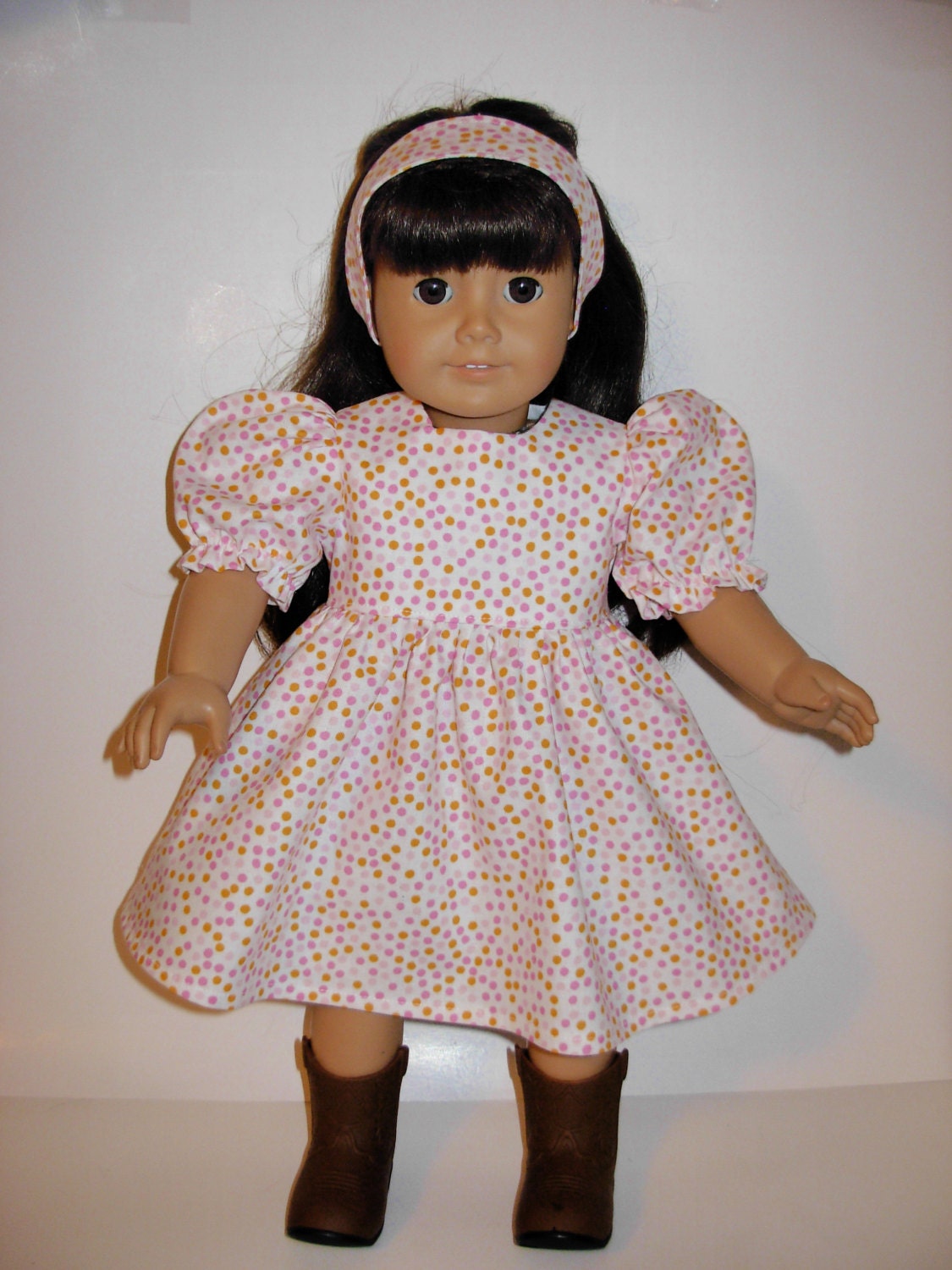 CUTE polka dots dress & headband for American girl doll