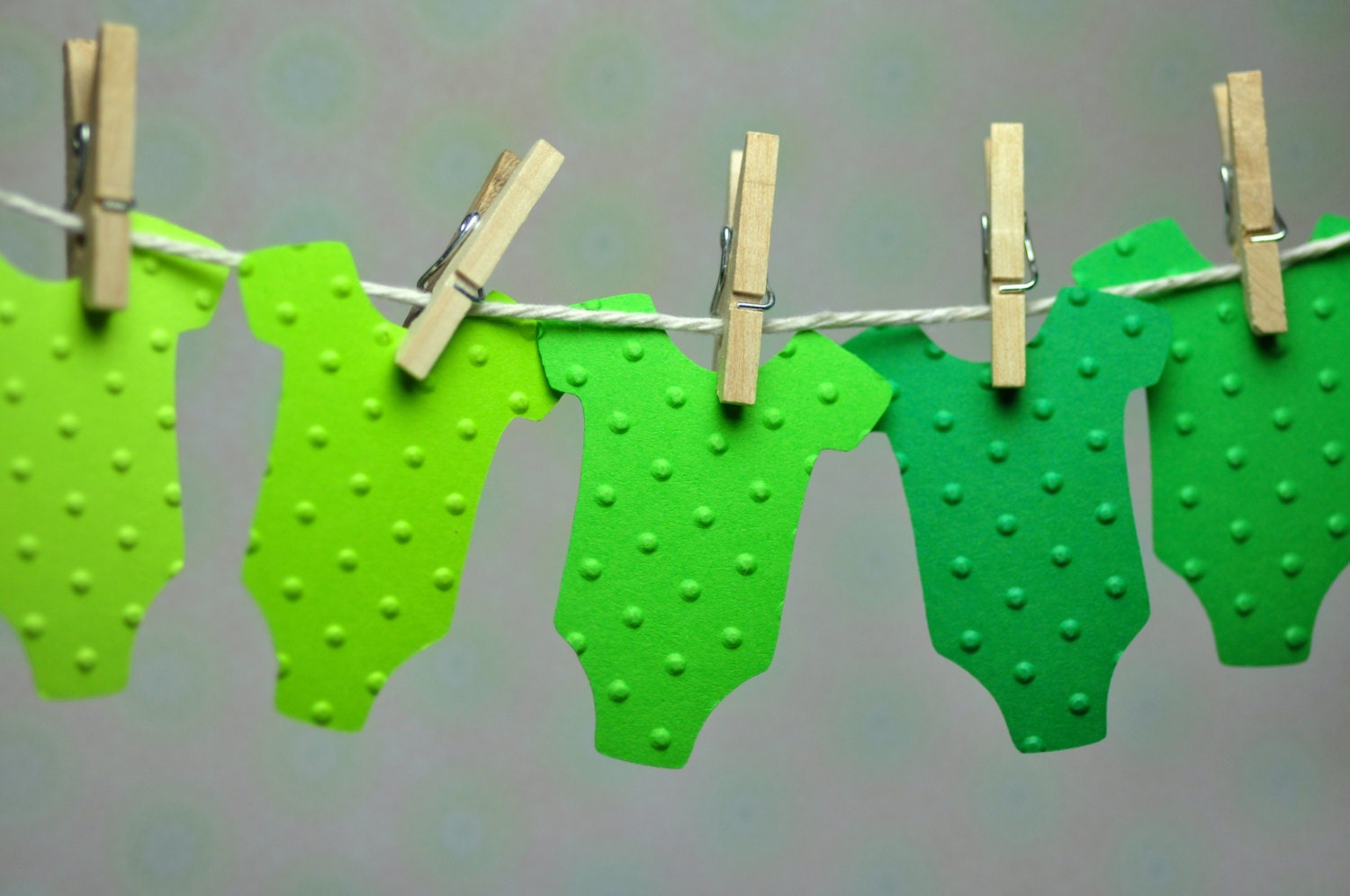 50 Onesie Diecuts - Baby Boy - Green - Baby Shower Decoration - Embossed Polka Dots
