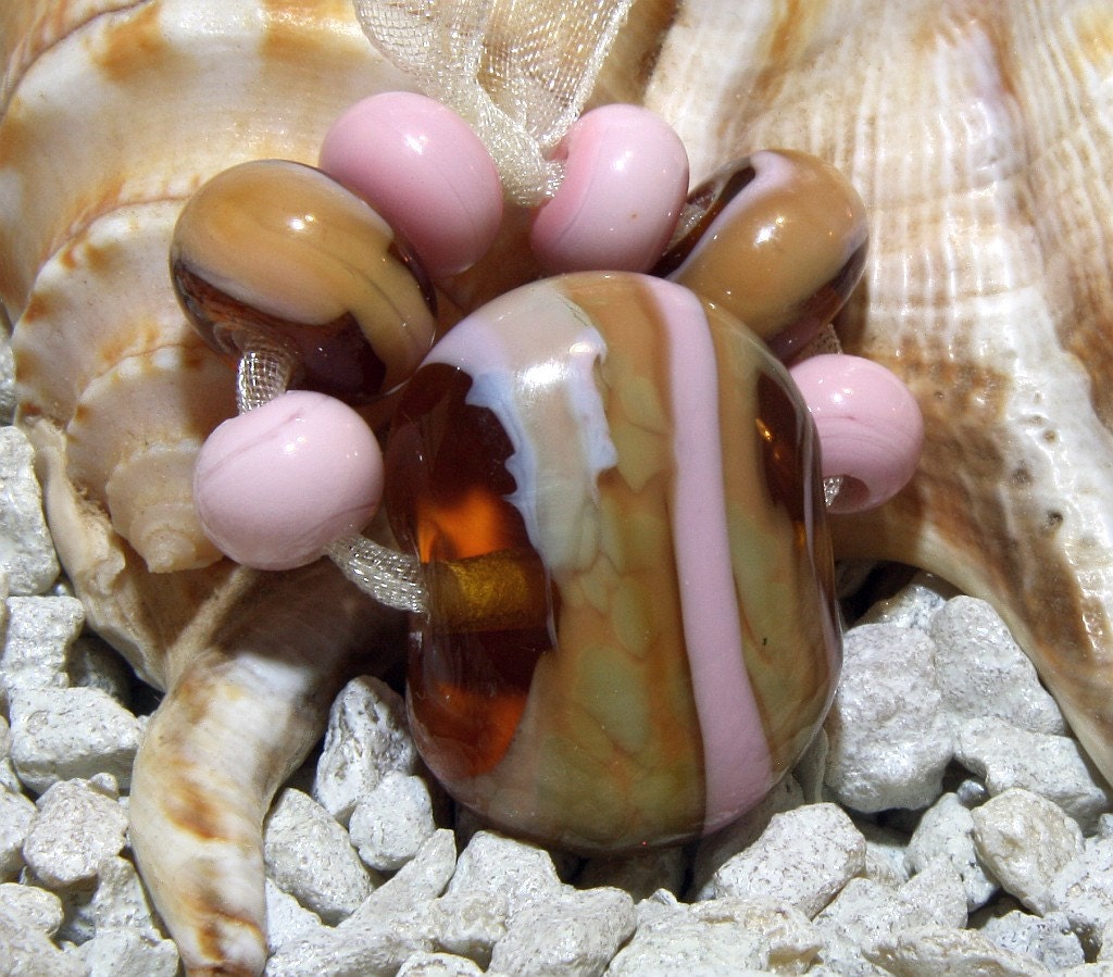 Handmade Lampwork Bead Set (7) Glass Beads ROSALINDA