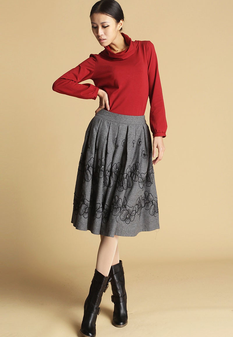 Gray wool skirt (463)