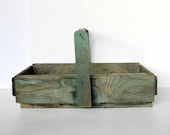 Primitive Green Antique Wooden Handled Crate by Uptown Vintage