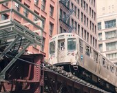 ON SALE Chicago El Train Photograph, Fine Art Photograph, Urban Home Decor, Train Photography - Kimball (8x10)