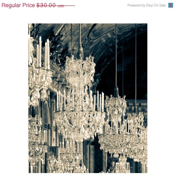 ON SALE Versailles Photograph, Paris Fine Art Photograph, Hall of Mirrors, Versailles Chandeliers - Galerie des Glaces (8x10)