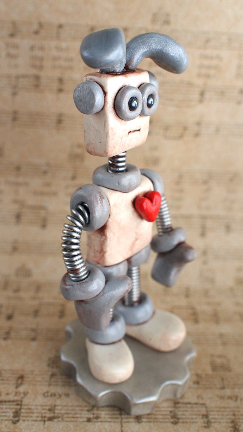 Robot Bunny Silver Simon Shabby Chic Easter Geekery