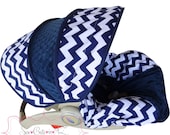 Navy Chevron Infant Car Seat Cover