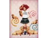 dog dachshund photo collage pets animals pink woman vintage shabby chic home decor tagt team art pets
