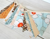 Bunting Banner Nursery Decor - Peach and Aqua Blue - Ready to Ship