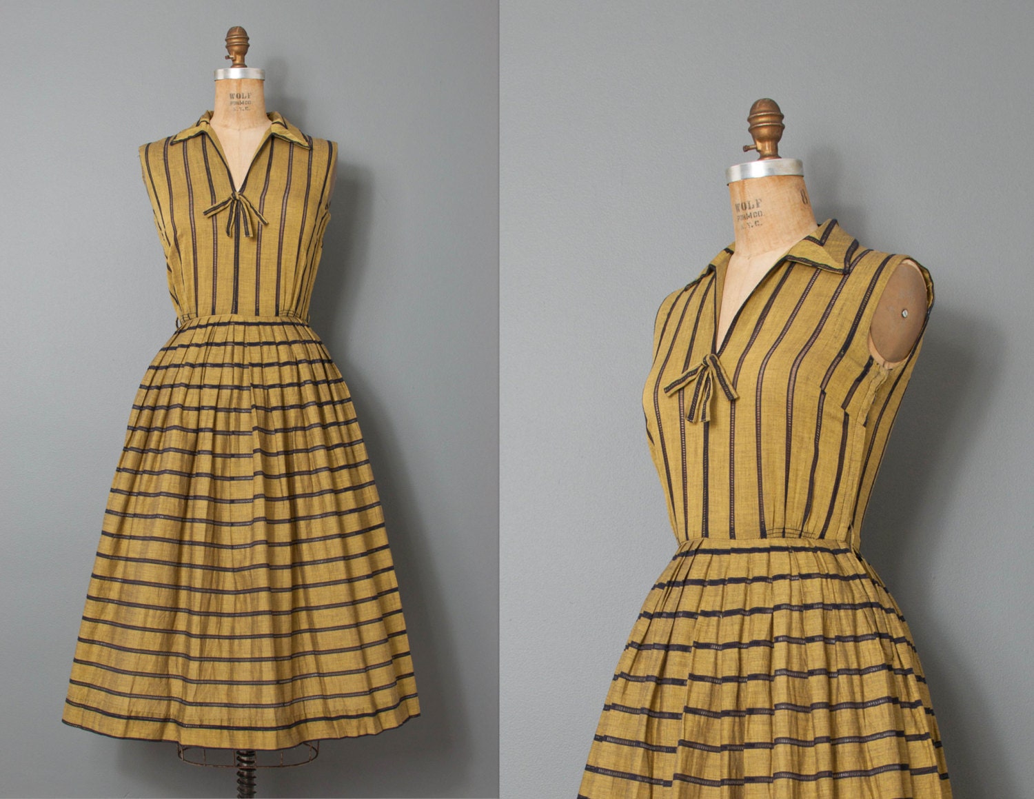 vintage 1950s dress / 50s  dress / striped dress / the FINE FAGOTING dress
