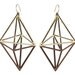 Twine Gem Dangle Earrings - Metallic Gold and Wood