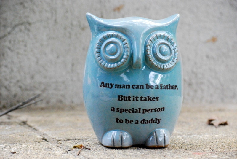 Fathers day owl home decor on robins egg blue