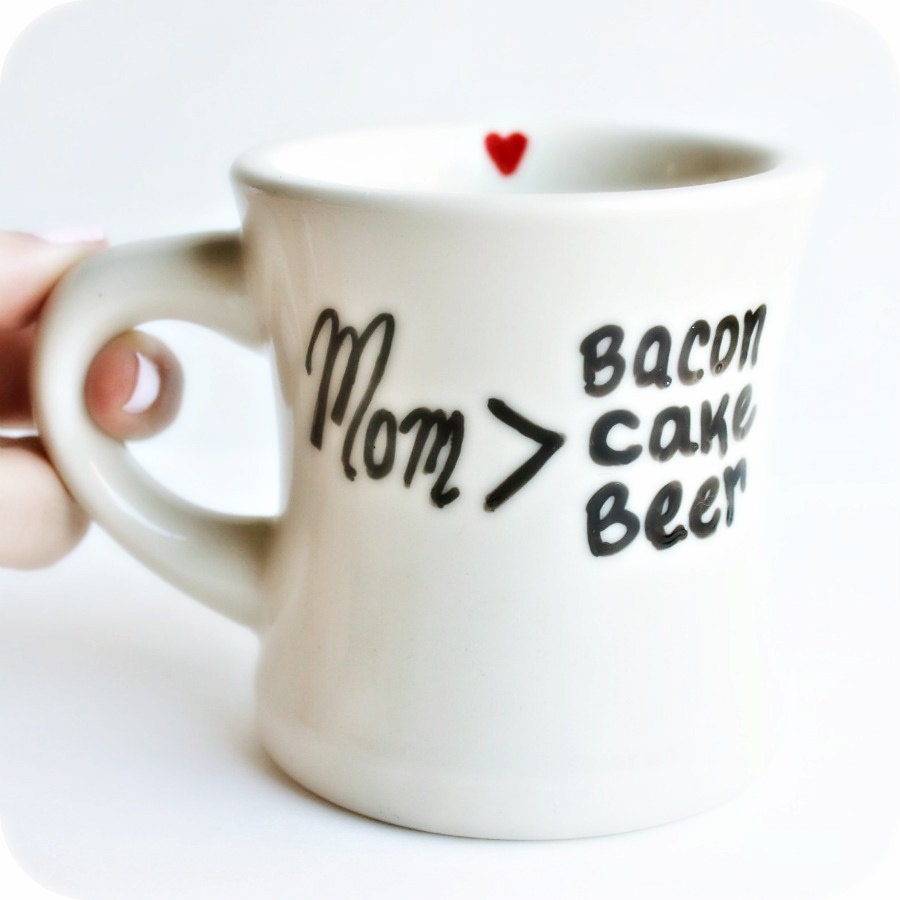 Mothers Day Mom Funny Mug coffee tea cup diner mug red white black heart love