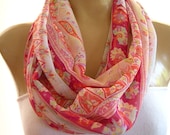 Easy pinks...pinks with a little orange and purple..Subtle metallic striped..Necklace Scarf...Chiffon....Instant gratification...