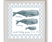 Personlized Whale Family Poster for Baby