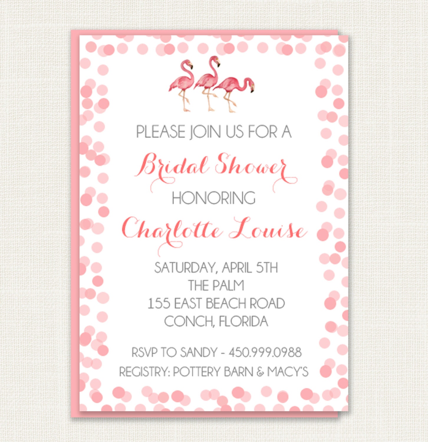 Flamingo Bridal Shower Invitation