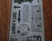 Tim Holtz - THE JOURNEY Brand New Clear Stamps set - Vintage Cars, Arrows, Clock, Tickets