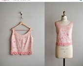 25% OFF SALE 60s top / 1960s sequined beaded blouse sweater / Tickled Pink top