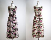 floral dress / 90s reversble midi dress / Double Bouquet dress