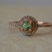 Rose Gold Halo Ring With Merelani Mint Garnet and Diamonds - Introductory Price
