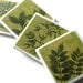 Leaf Coasters, Fern Decor, Spring Green Foliage Art, Summer Leaves Botanical Table Decor, Ceramic Tile, Set of 4