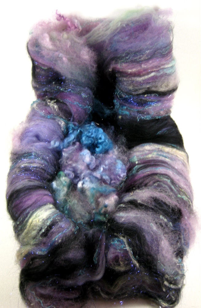 Black Magic Wild Card Bling Batt for Spinning and Felting