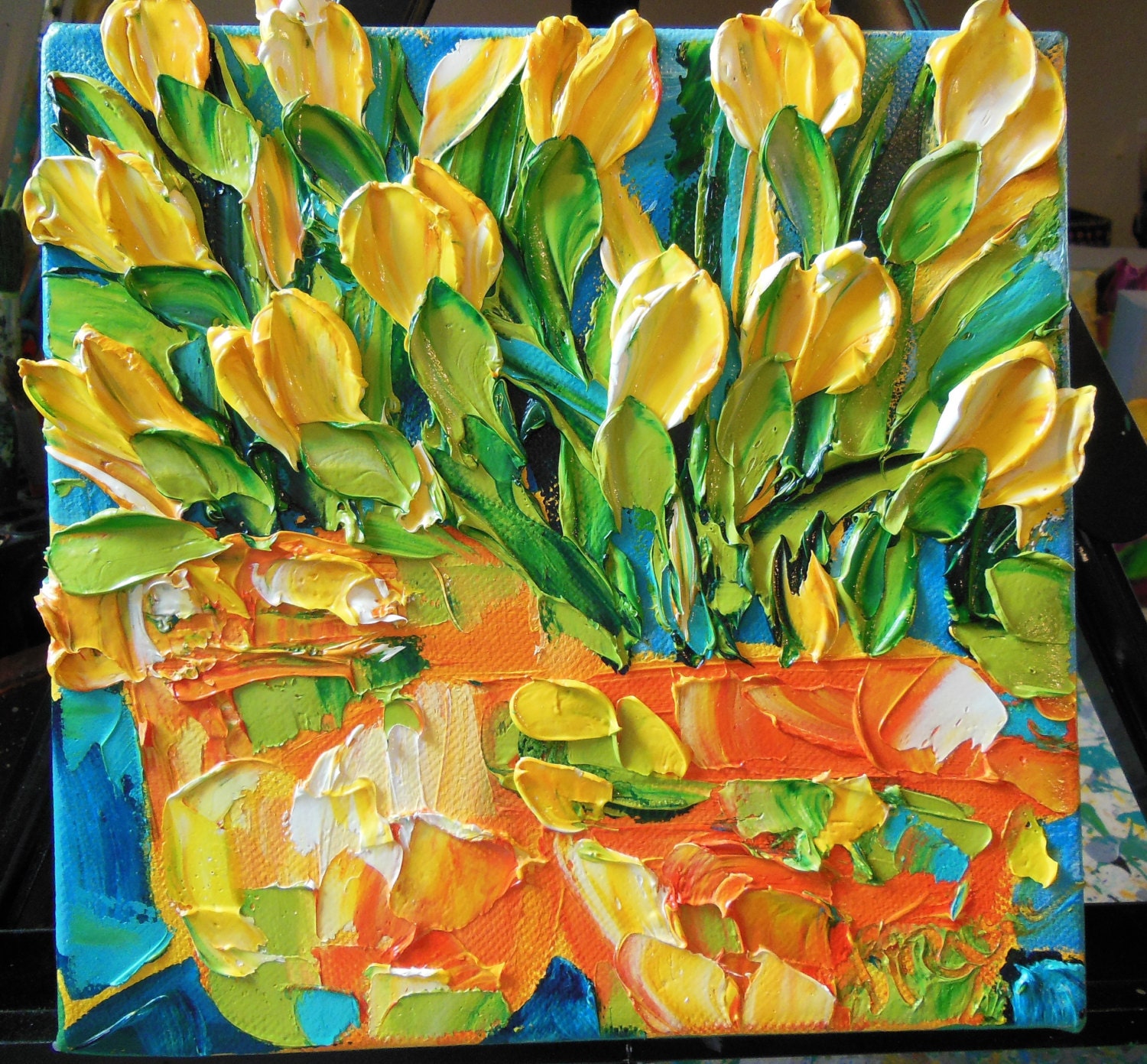 Oil PaintingYellow Tulips Original Wall Decor Impasto