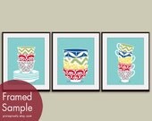 Modern Pattern Stacked Bowls and Cups - Set of 3 11x14 Art Prints (Featured in Assorted Colors) Customizable colors