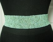 Vintage Handmade Turquoise Glass Beads Elastic Wide Belt M/L