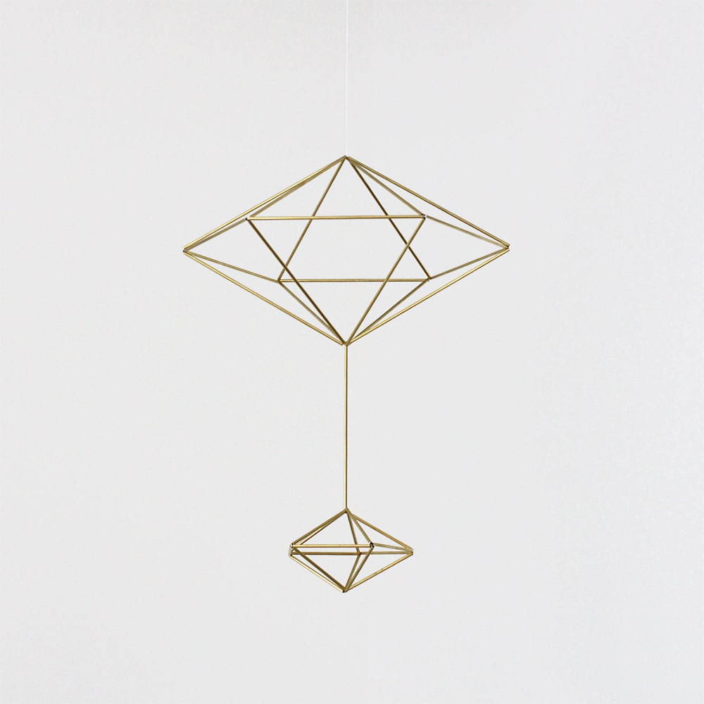 Brass Pendulum Himmeli  / Modern Hanging Mobiles / Geometric Sculpture