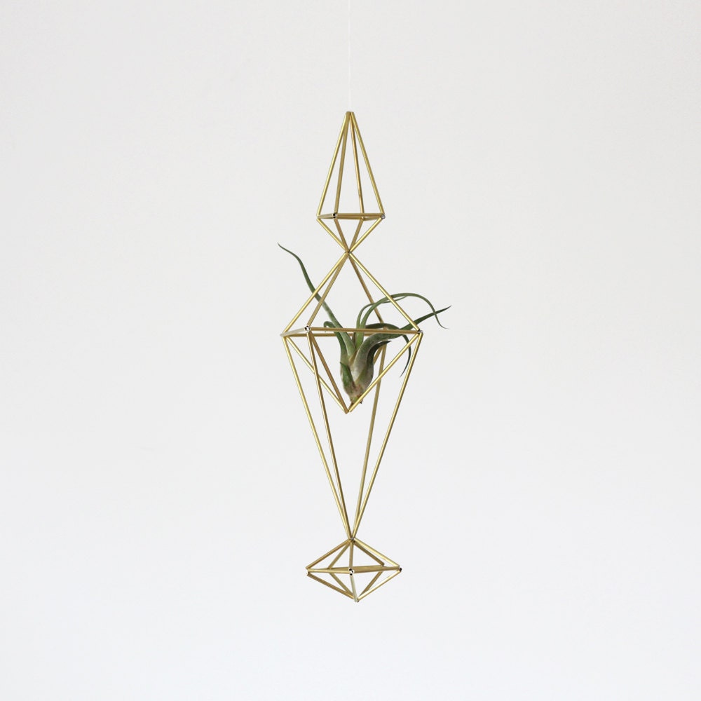 Brass Himmeli no. 3 / Modern Hanging Mobile / Geometric Sculpture