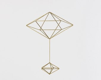 Brass Pendulum Himmeli  / Modern Hanging Mobiles / Geometric Sculpture