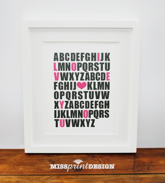 Baby Nursery Art, Alphabet Print, Baby Shower Gift, Home Decor Artwork 8x10