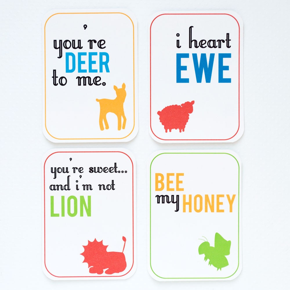 Printable PDF - I Love Ewe Animal Valentines