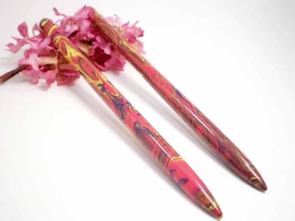 Painted Desert Acrylic Hair Sticks - 5 7/8 inches No 119