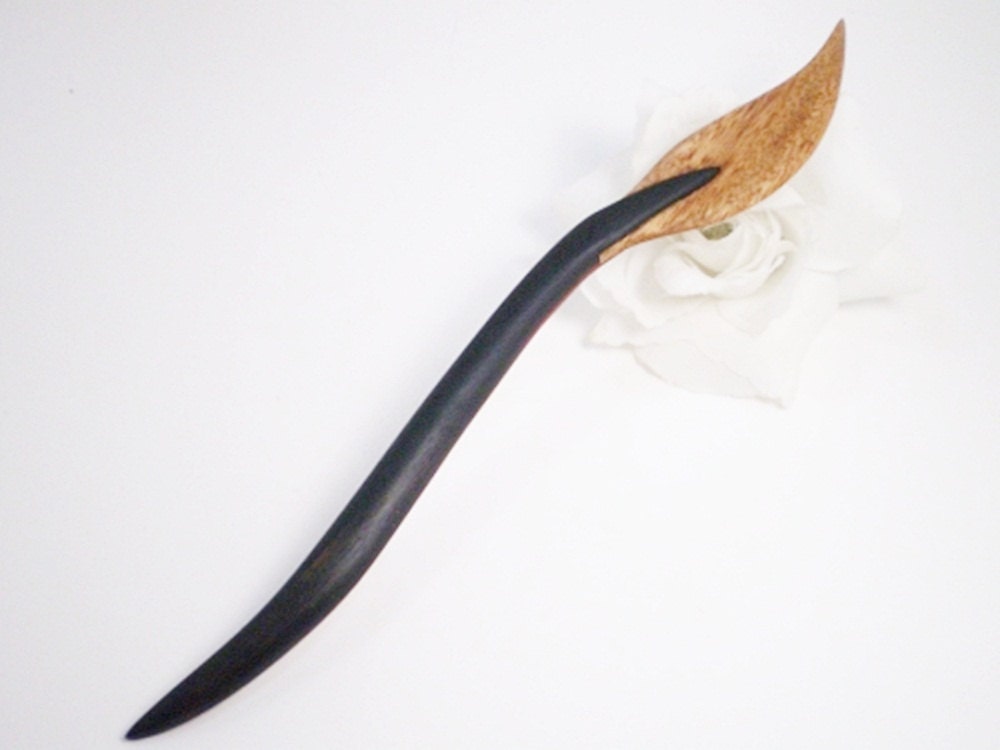 Wooden Hair Stick - Hair Spear - Aeglos - Ebony Redheart and Sycamore - No 116