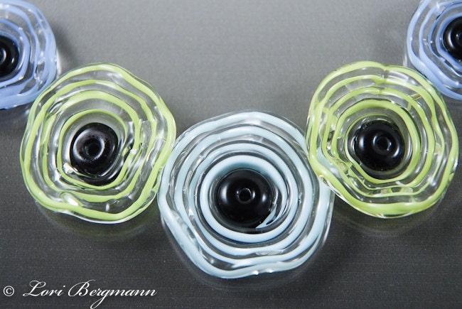 Spring Bella Blossoms - Handmade Lampwork Flower Beads Glass Jewelry Supplies