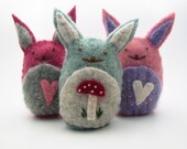 Wool Felt Rabbit, Seafoam Green Woodland Bunny, Waldorf Pocket Doll Toy